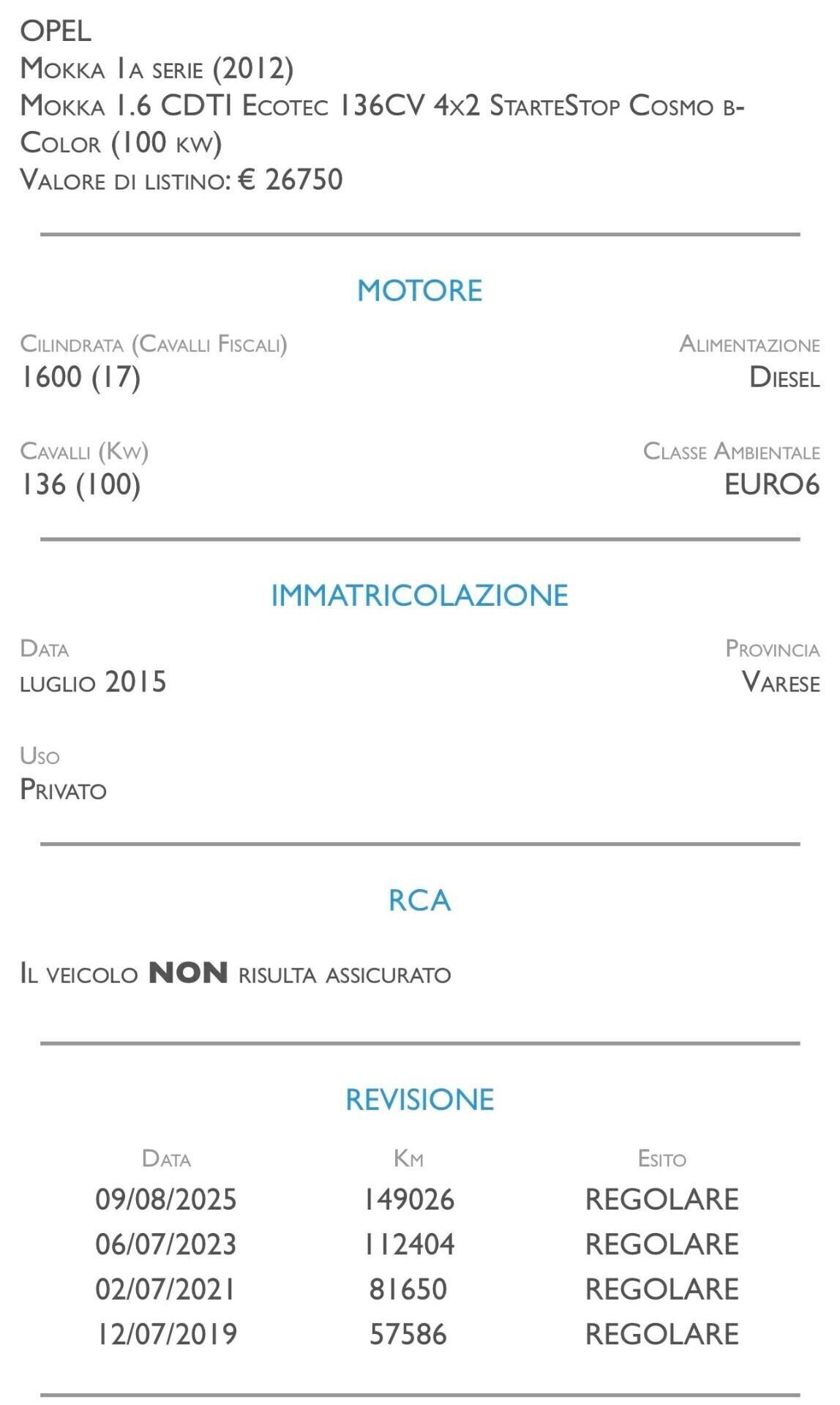 Opel Mokka 1.6 CDTI Ecotec 136CV 4x2 Start&Stop Cosmo b-Color - UNICO PROPRIETARIO