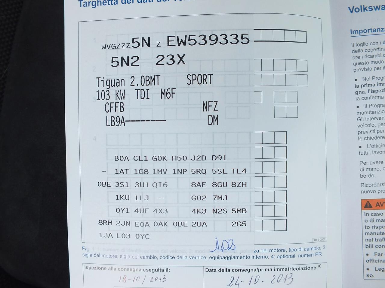 V-W TIGUAN 2.0 TDI 110 CV 2-WD UNIPROPRIETARIO