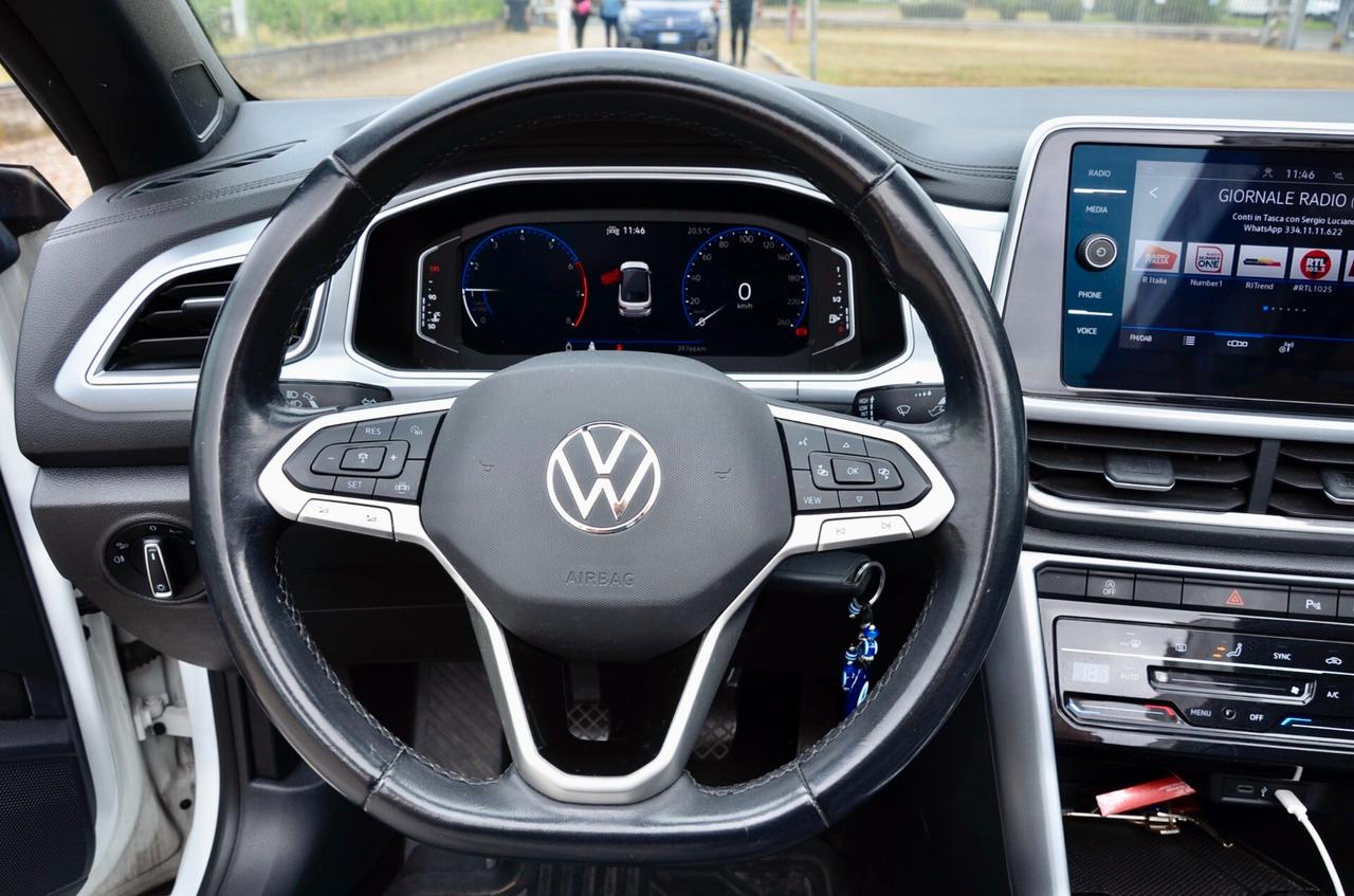 VOLKSWAGEN T-ROC 1.0 TSI STYLE 110cv, UNICOPROP, UFF ITALIANA, EURO 6D, FARI IQ LED, APPLE ANDROID, PERMUTE