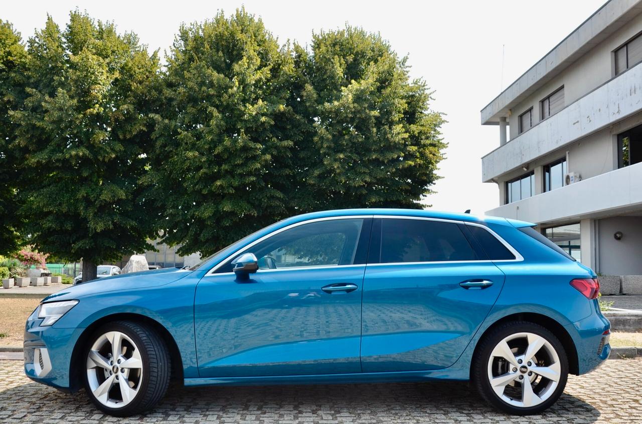AUDI A3 SPORTBACK 35 1.5 TFSI BUSINESS ADVANCED 150cv MANUALE, ECCELLENTI CONDIZIONI, UNICOPROPRIETARIO, UFF ITALIANA, SERVICE AUDI, BLU ATOLLO, FARI LED, RETROCAMERA, PERMUTE