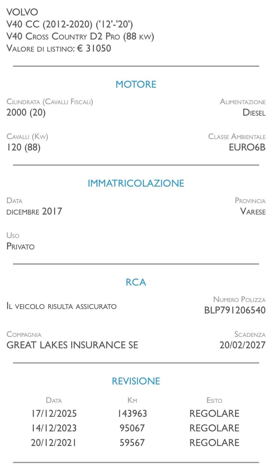 Volvo V40 Cross Country D2 Pro - UNICO PROPRIETARIO