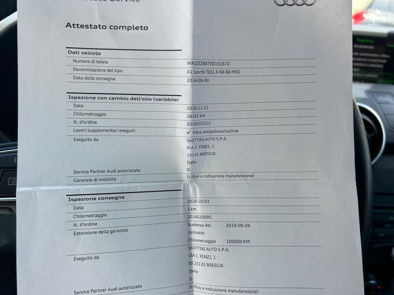 Audi A1 SPB 1.6 TDI 90Cv 5P S-LINE LED-2014