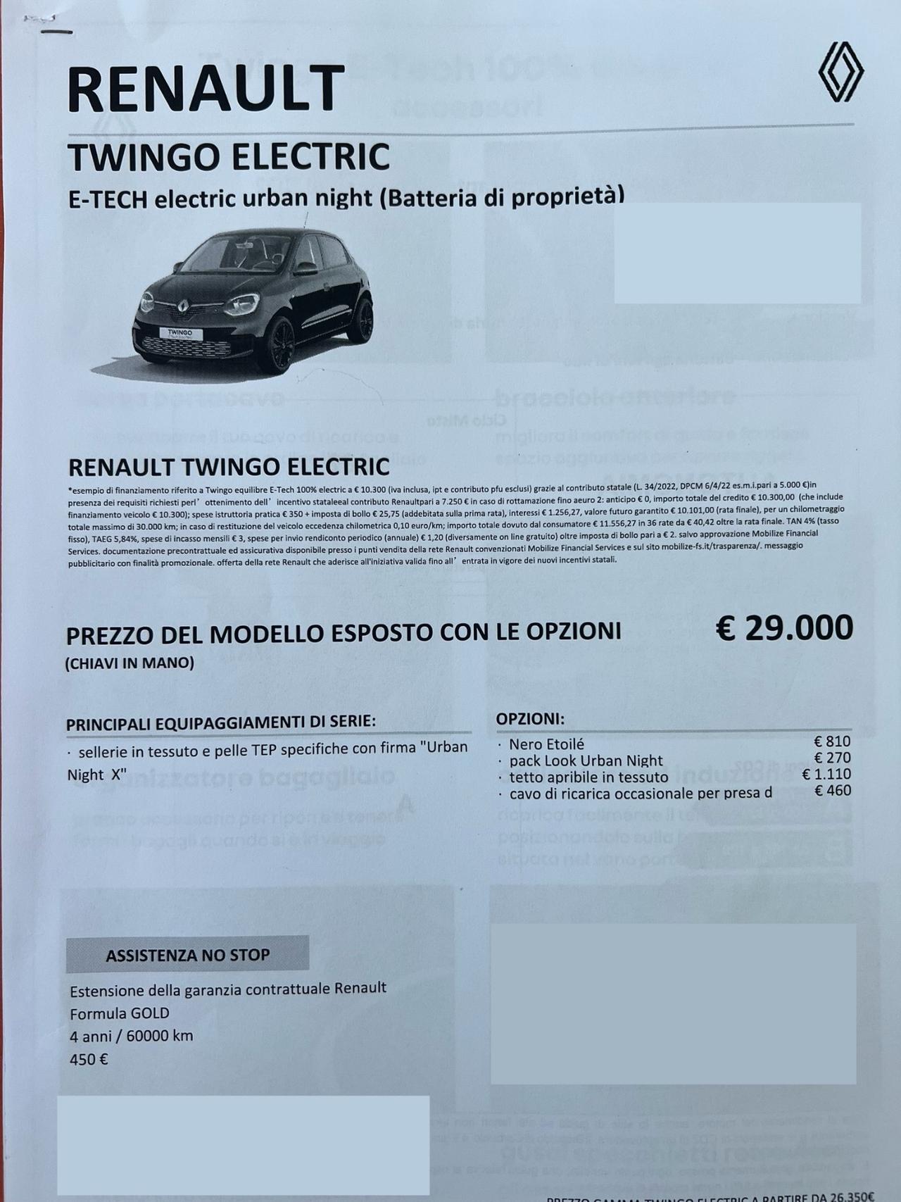 Renault Twingo Electric possibilità noleggio no scoring