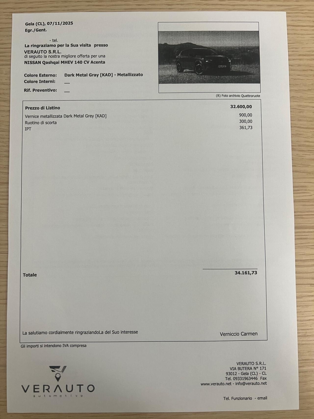 Nissan Qashqai 1.3 mhev Acenta possibilità noleggio no scoring