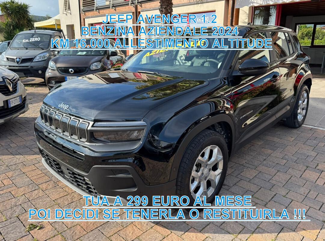 Jeep Avenger 1.2 Turbo 100 CV Altitude TUA A 299,00 EURO AL MESE POI DECIDI SE TENERLA O RESTITUIRLA