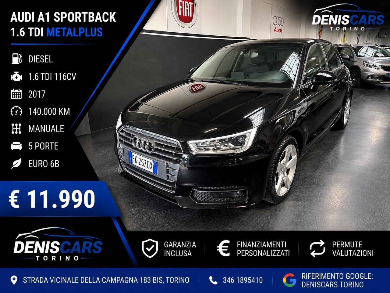 Audi A1 Sportback 5p 1.6 TDI 116 CV Metal Plus
