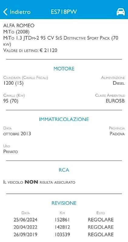 ALFA ROMEO MITO 1.3 EURO 5 CON 3 ANNI GARANZIA TOP