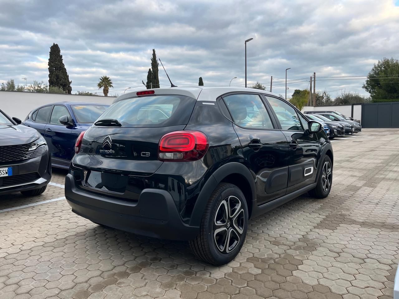 Citroen C3 PureTech 83 S&S Plus Km0 (Bicolore Onyx Black - tetto Opal White)