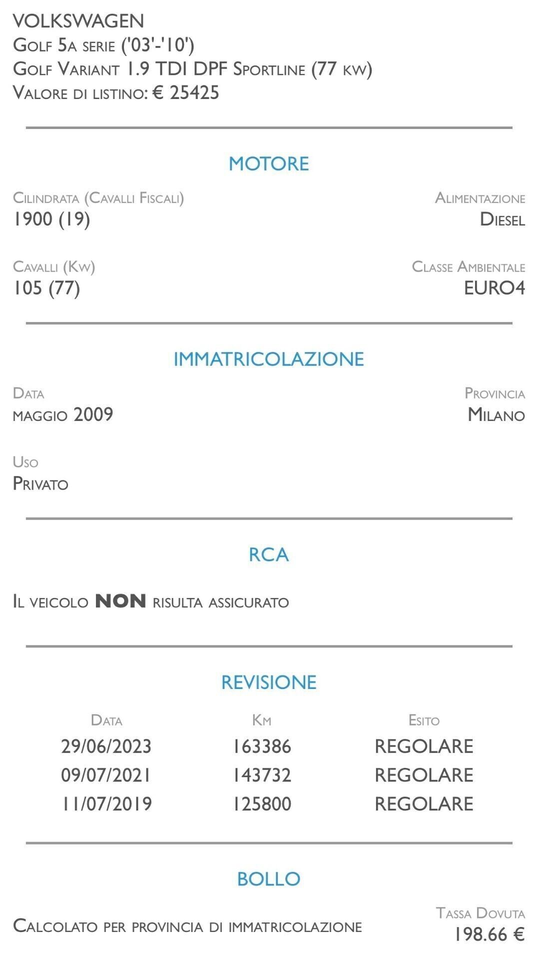 Volkswagen Golf Variant Var. 1.9 TDI DPF Sportline