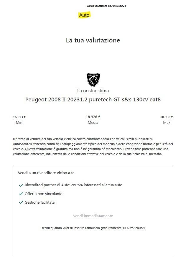 Peugeot 2008 1.2 Aut. GT Cronologia Tagliandi