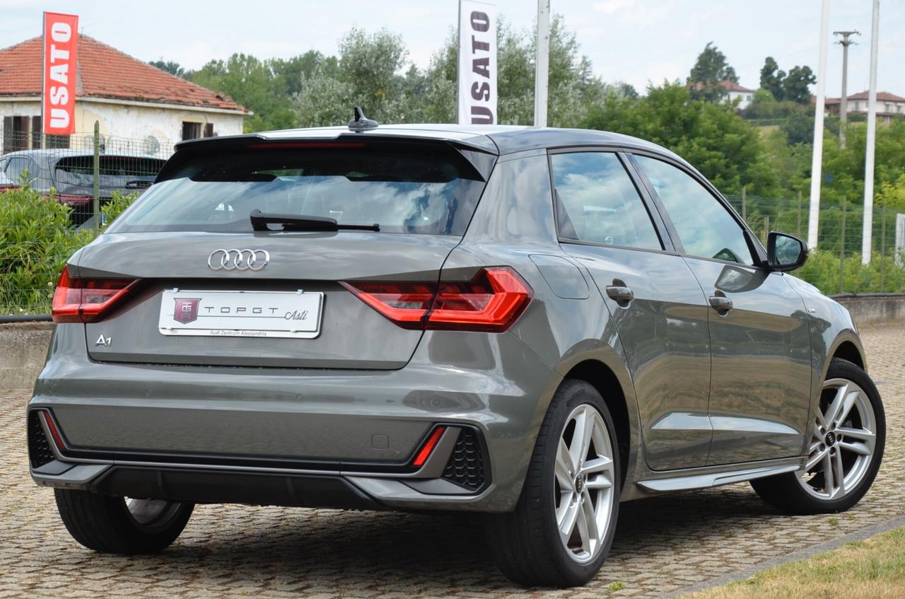 AUDI A1 SPB 30 1.0 TFSI S LINE IDENTITY BLACK 110cv S-TRONIC, GARANZIA AUDI, EURO 6D, UFF ITALIANA, SERVICE AUDI, FULL LED, APPLE ANDROID, PERMUTE