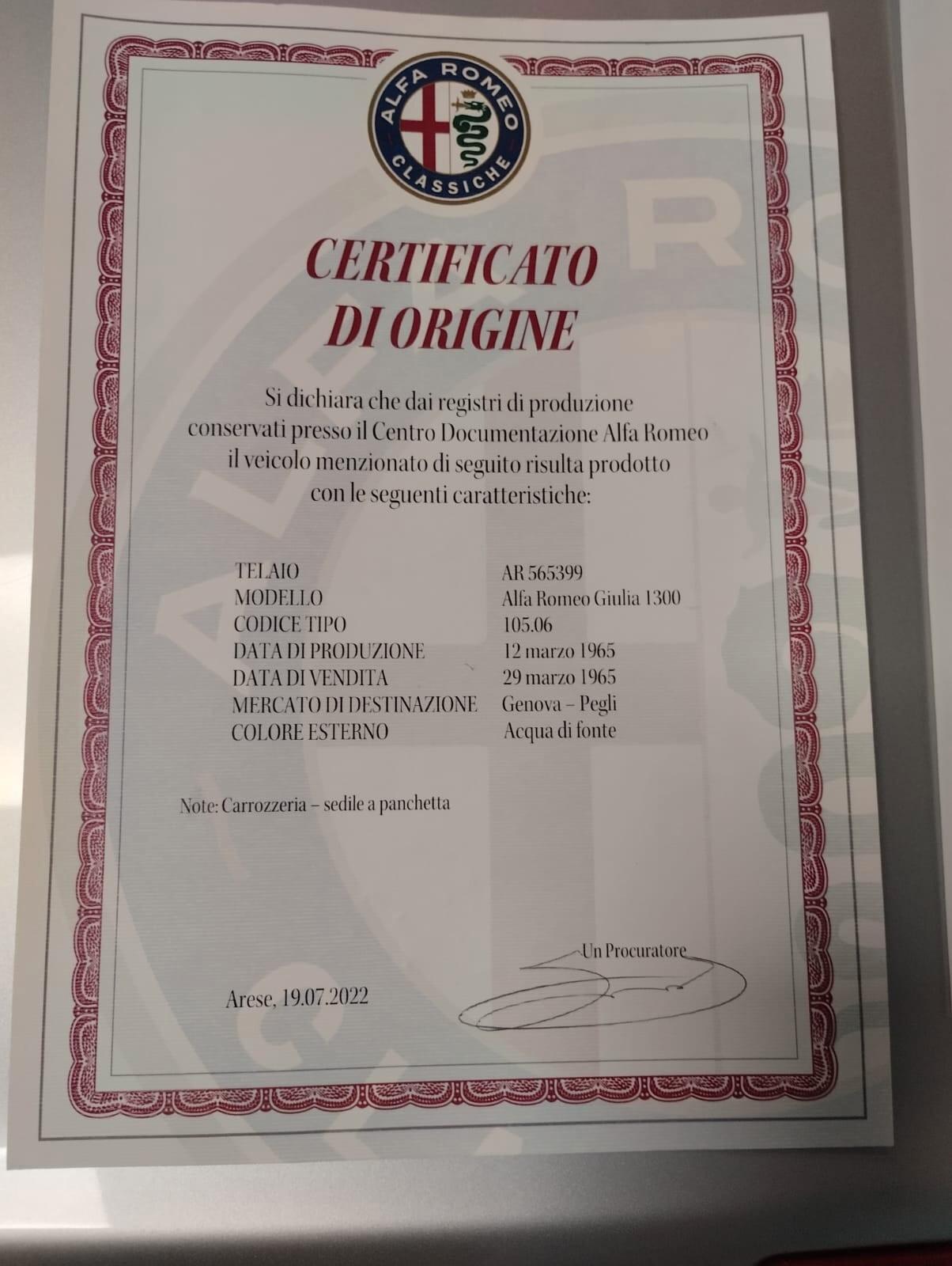 Alfa Romeo Giulia 1 serie 4 marce