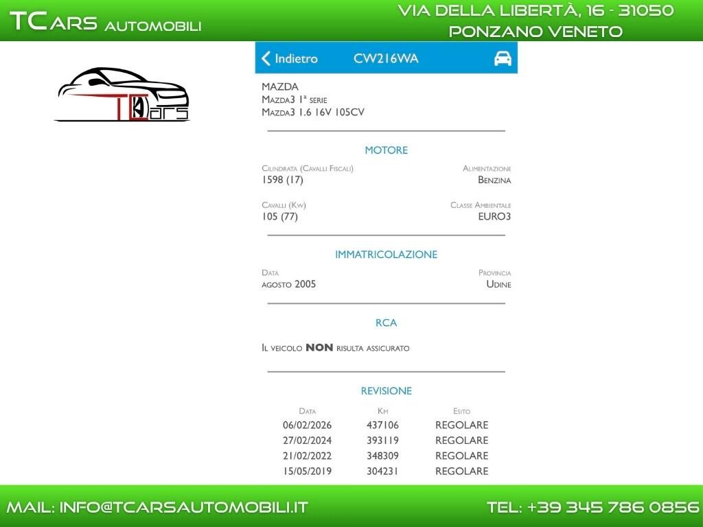 MAZDA 3 1.6 BENZINA - NEOPATENTE