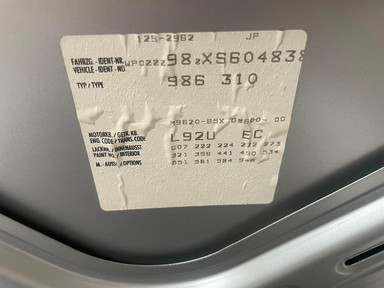 Porsche Boxster 2.5i 24V cat