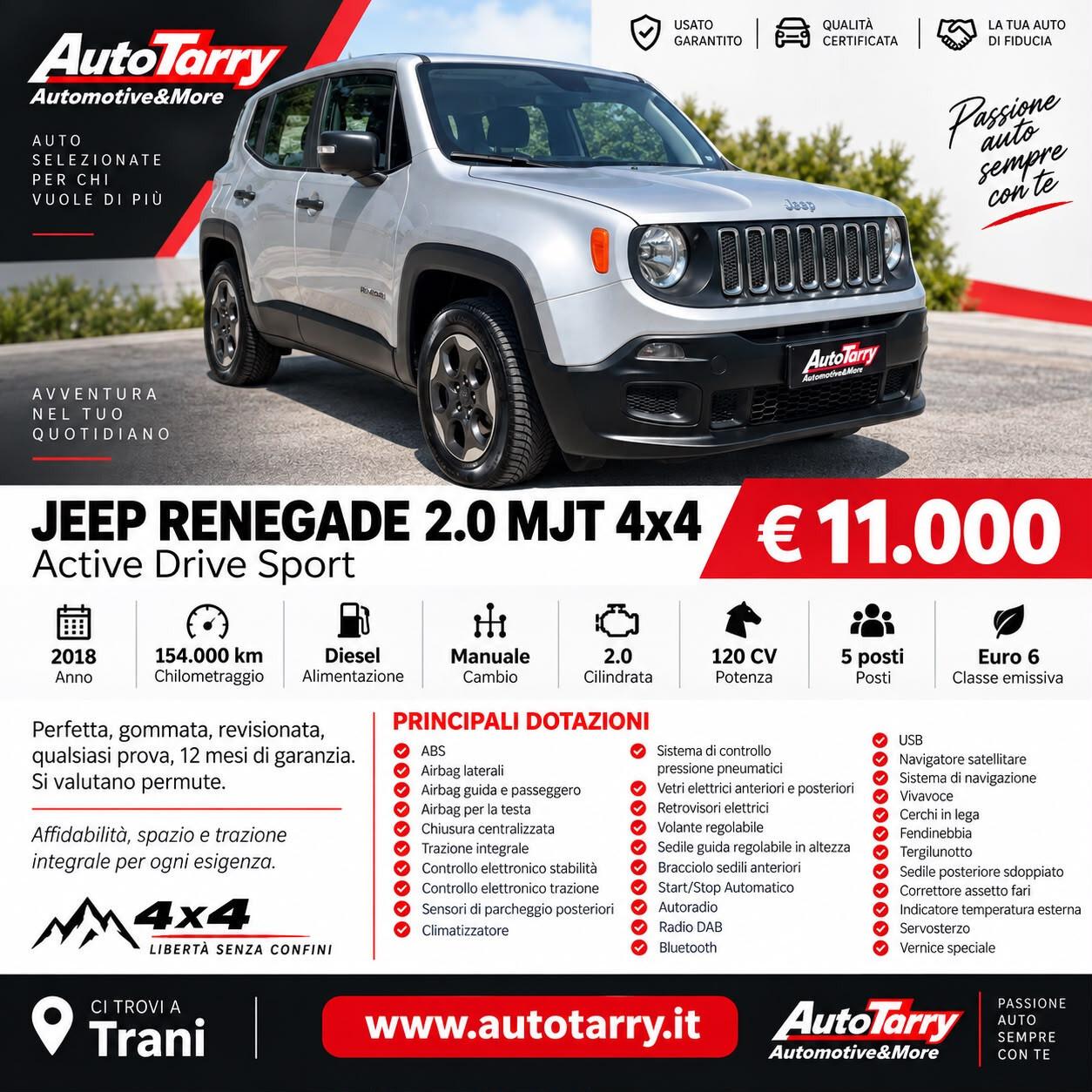 JEEP Renegade 2.0 Mjt 4WD Active Drive "PROMO" 10.500