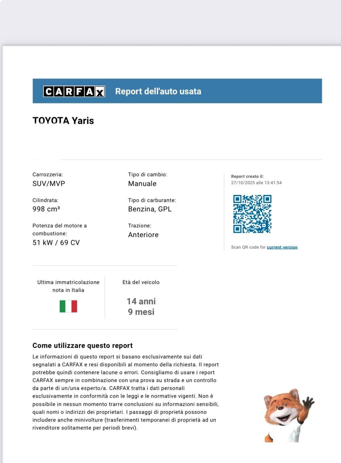 Toyota Yaris 1.0 68Cv GPL 12 MESI DI GARANZIA