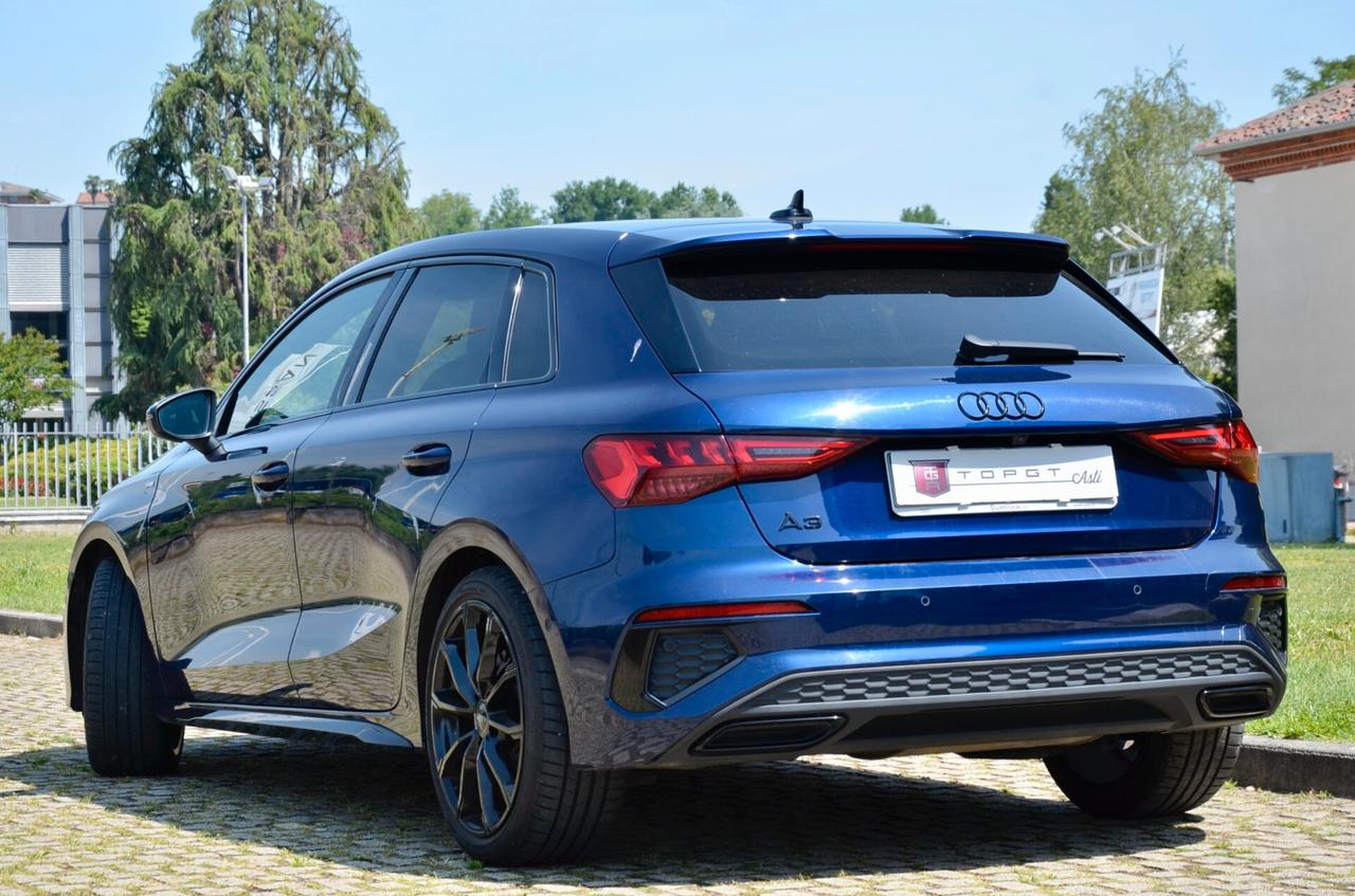 AUDI A3 SPORTBACK 2.0 TDI S-LINE INT+EXT 116cv S-TRONIC, UFF ITALIANA, EURO 6D, MATRIX, RETROCAMERA, PERMUTE