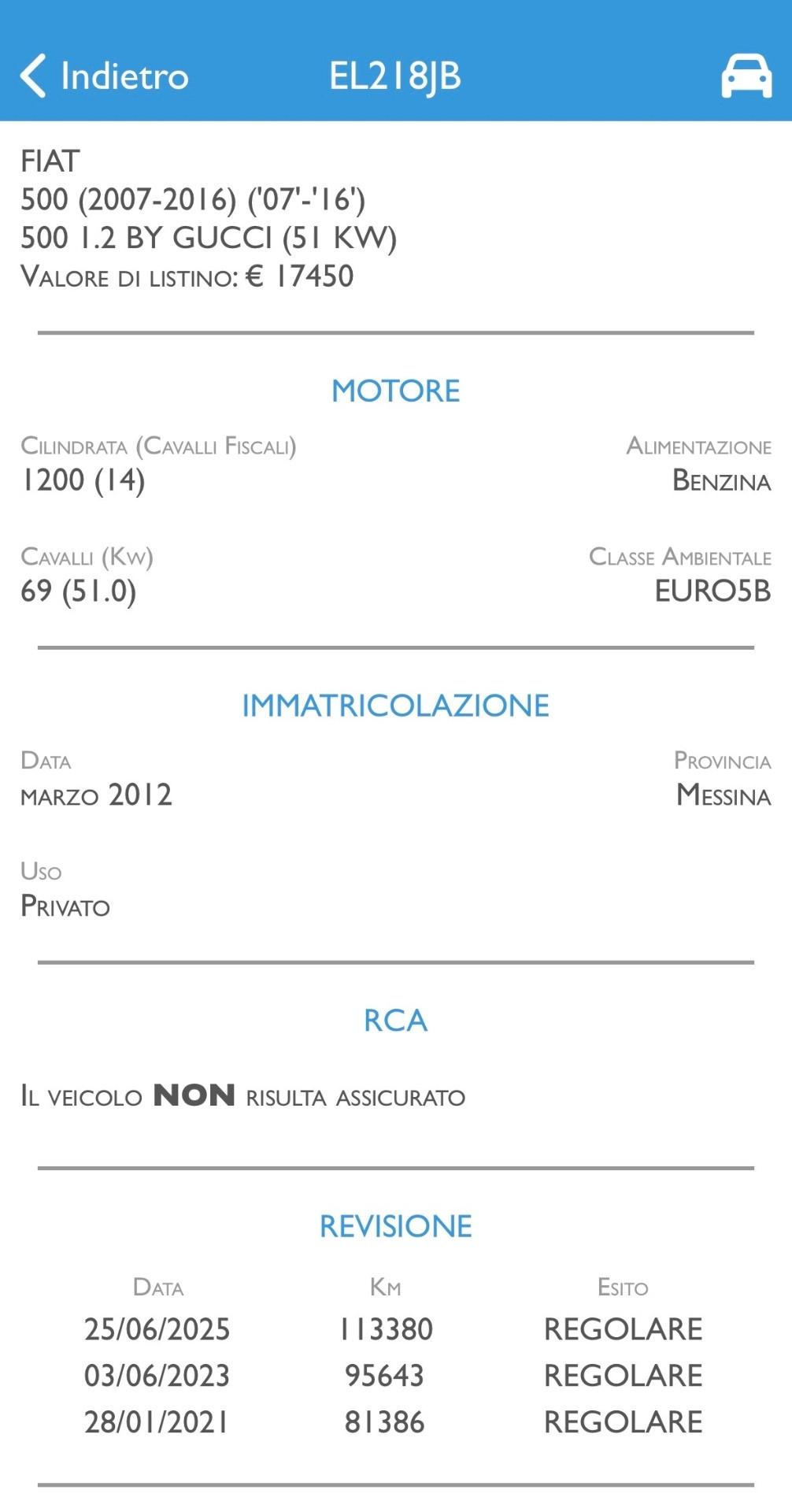 Fiat 500 1.2 69 Cv Lounge 115.000 KM - 2012