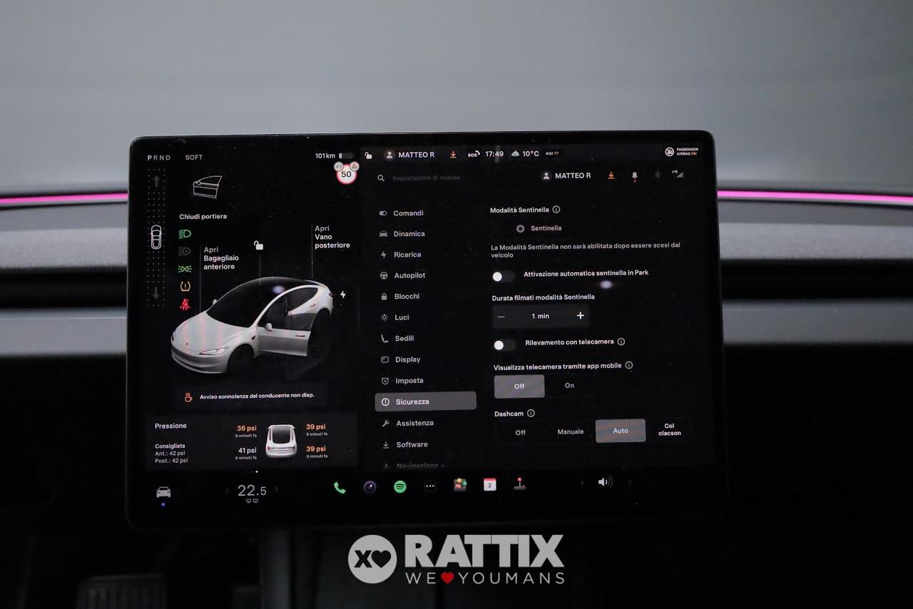 Tesla Model 3 motore elettrico Premium RWD + tetto panoramico & Wallbox
