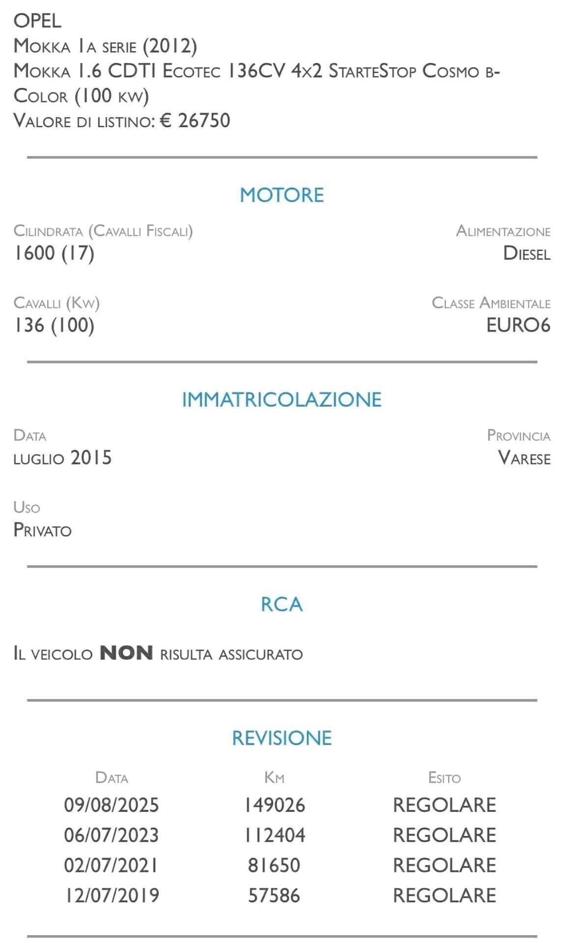 Opel Mokka 1.6 CDTI Ecotec 136CV 4x2 Start&Stop Cosmo b-Color - UNICO PROPRIETARIO
