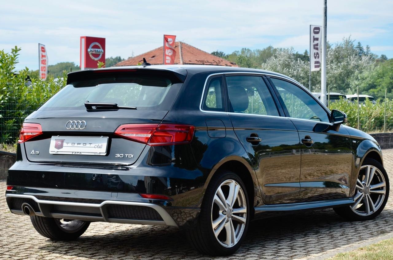 AUDI A3 30 1.6 TDI S-LINE EXT 116cv S-TRONIC, UFF ITALIANA, EURO 6D, FARI LED, NAVI, APPLE ANDROID, PERMUTE