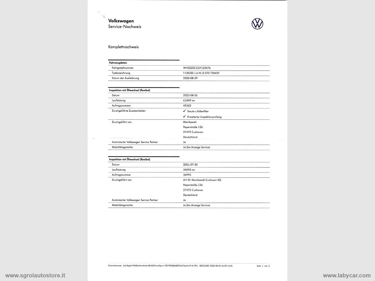 VOLKSWAGEN T-Cross 1.6 TDI Style BMT 2020 LED