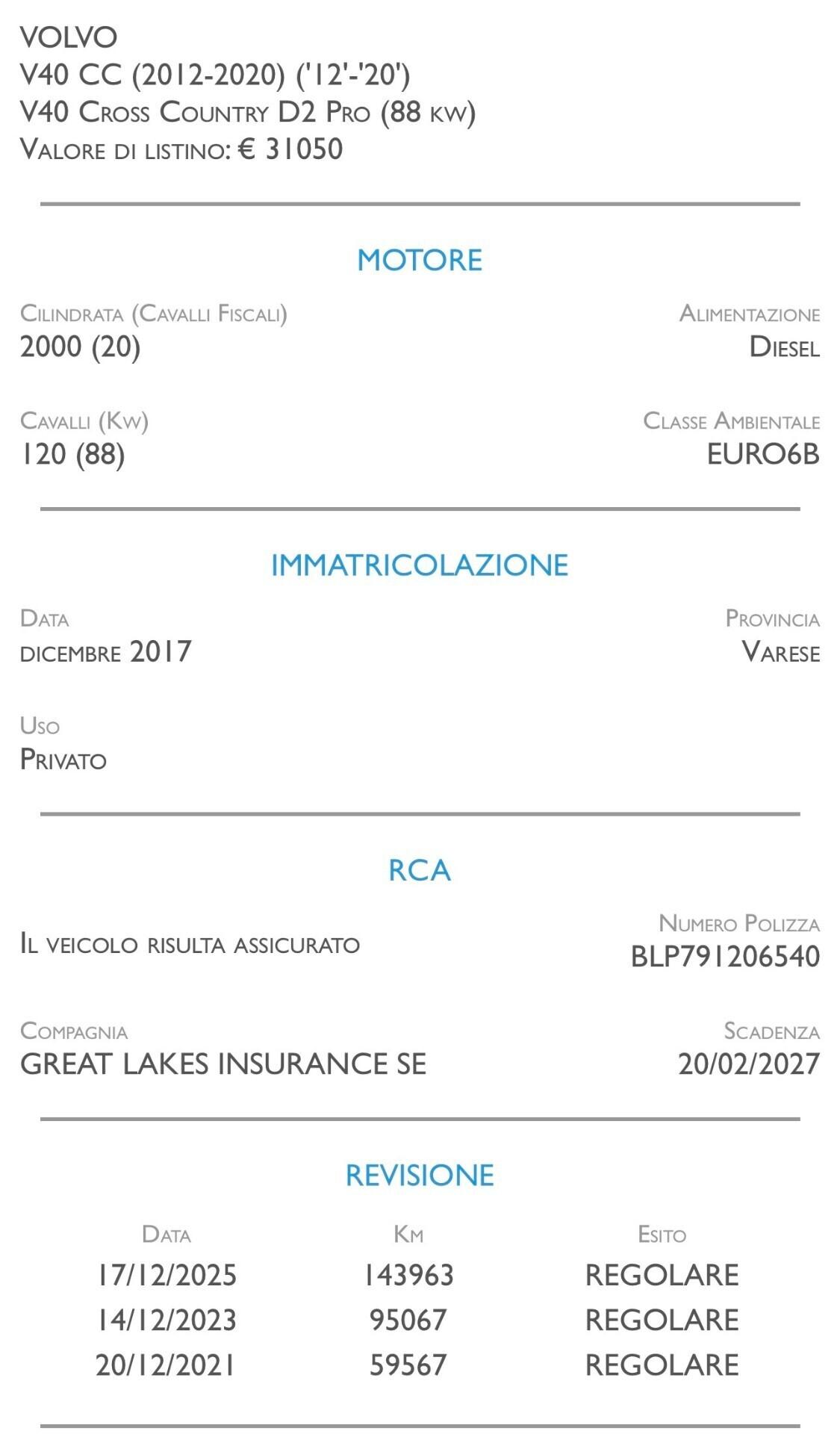 Volvo V40 Cross Country D2 Pro - UNICO PROPRIETARIO
