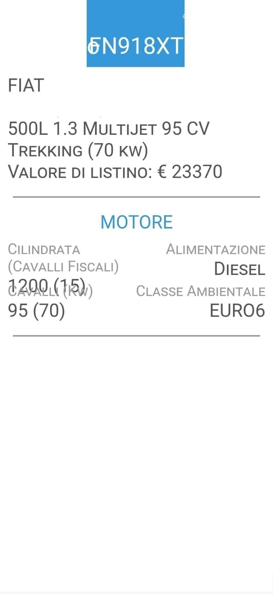 FIAT 500L 1,3 M.JET-TREKKING-3 REVISIONI-EURO 6