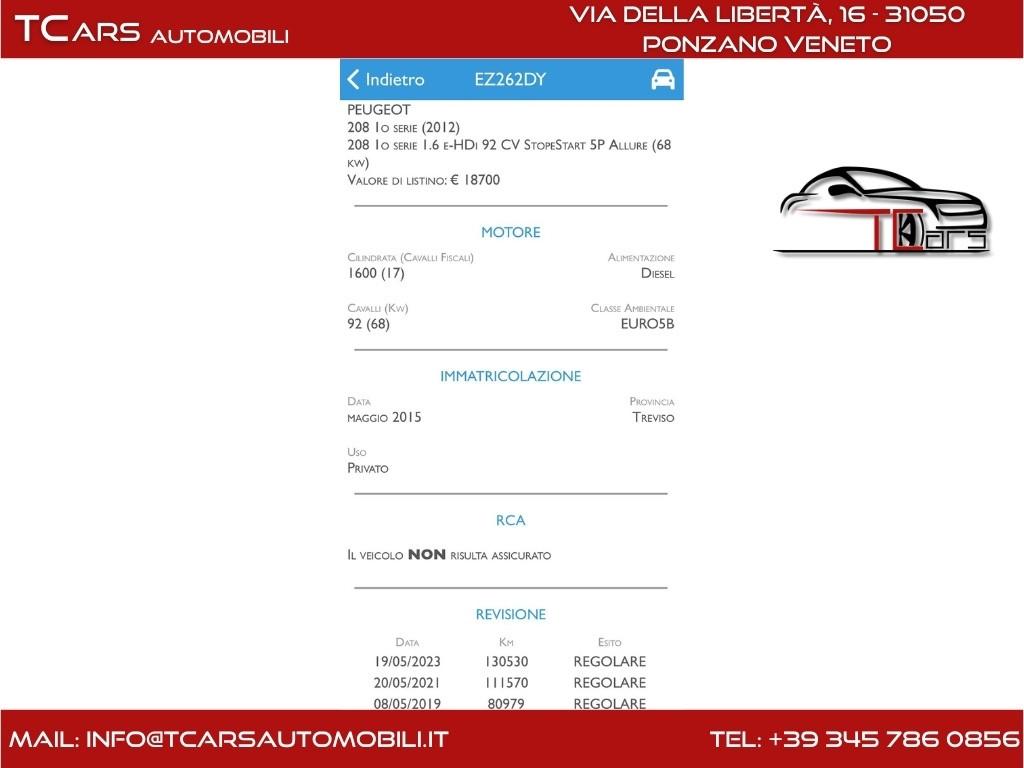 PEUGEOT 208 1.6 EURO 5B CON 3 ANNI GARANZIA TOP