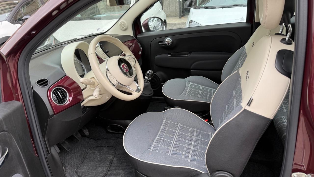 Fiat 500 1.2 Lounge LED CAR PLAY PANORAMA CERCHI 15 PDC BLUETOOTH