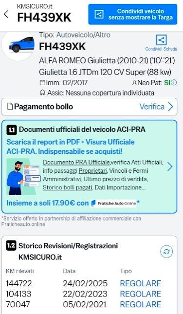 Alfa Romeo Giulietta 1.6 JTDm 120 CV Super