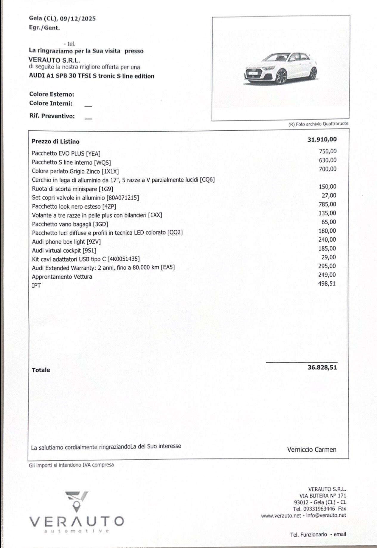 Audi A1 Spb 30 Sline possibilità noleggio no scoring
