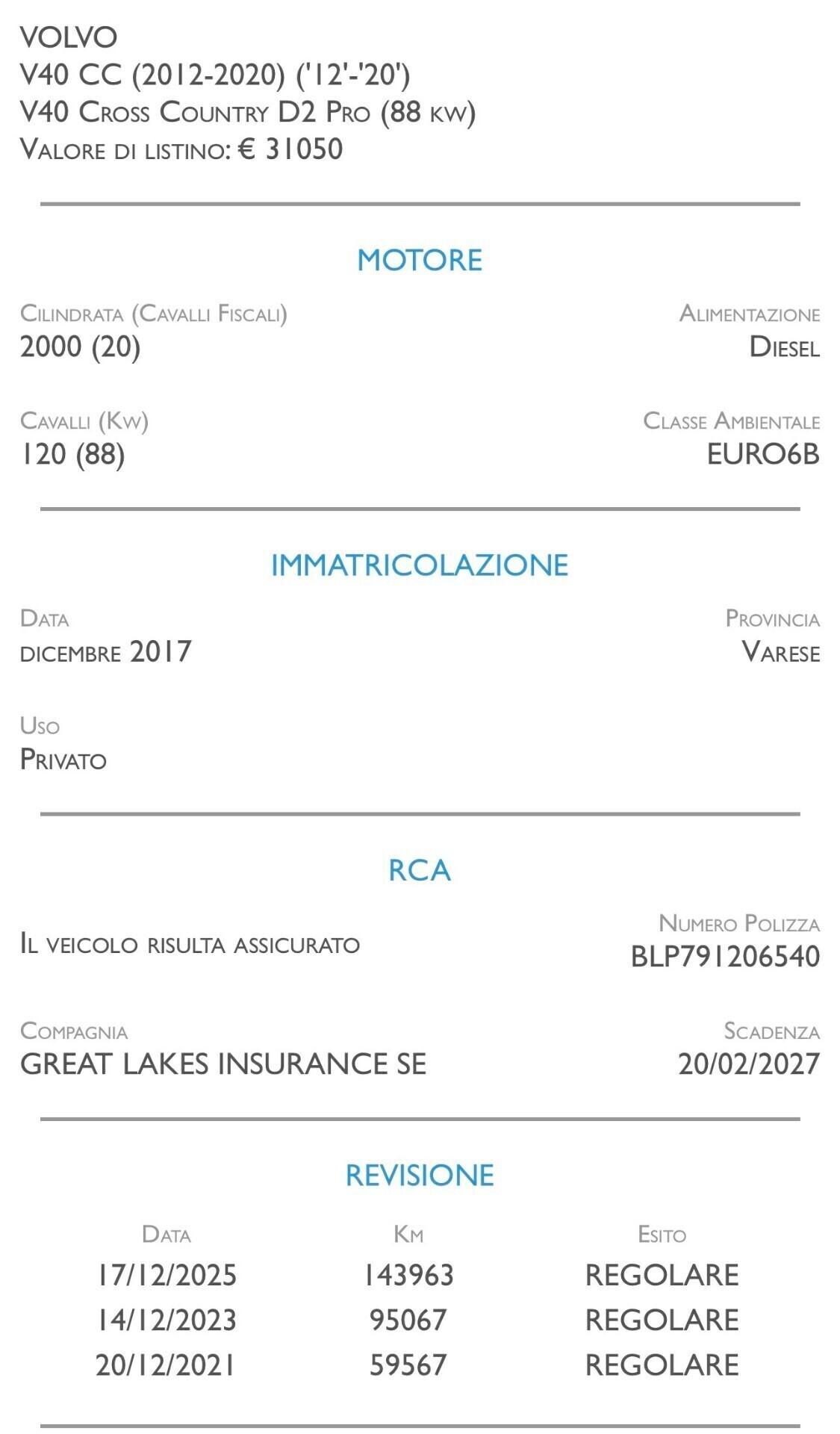 Volvo V40 Cross Country D2 Pro - UNICO PROPRIETARIO