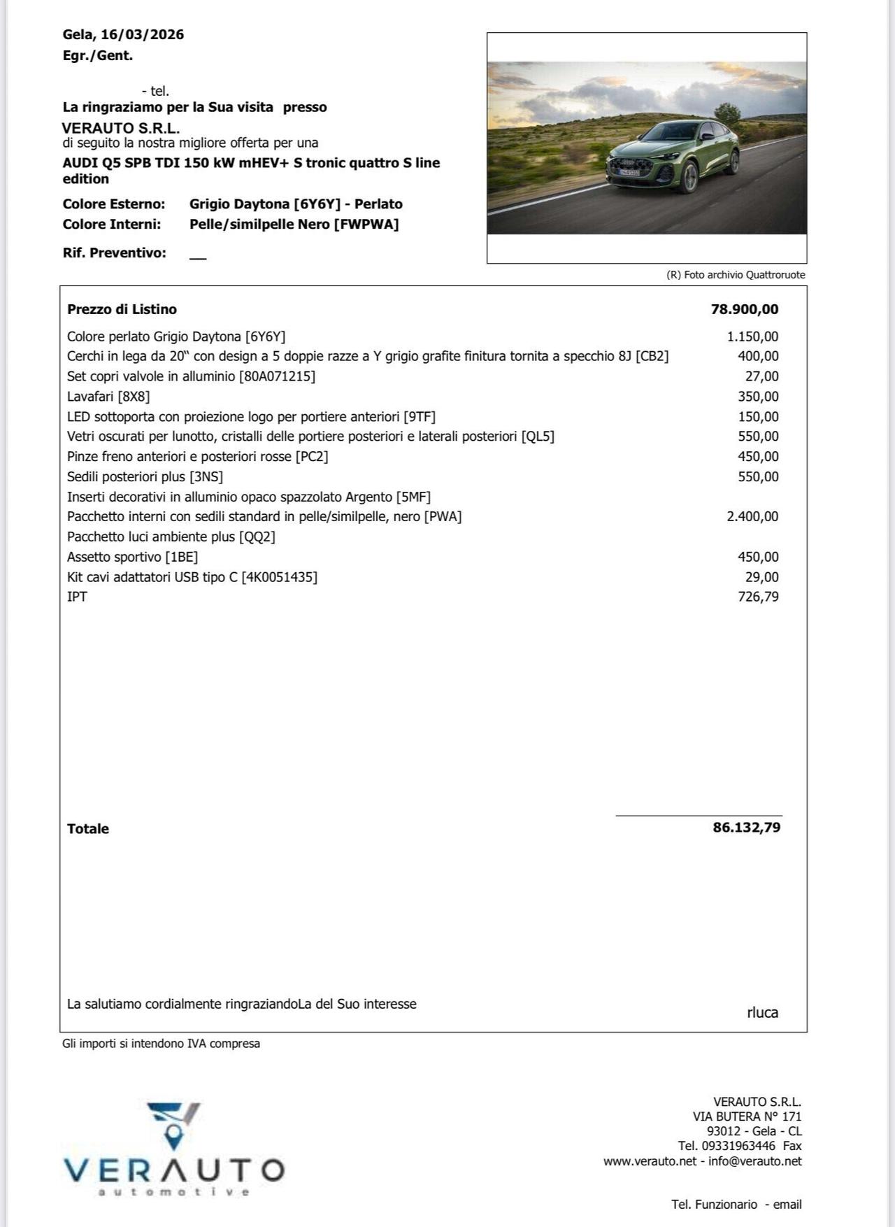Audi Q5 SPB TDI 204Cv mHEV+ S tronic quattro S line - possibilità noleggio no scoring