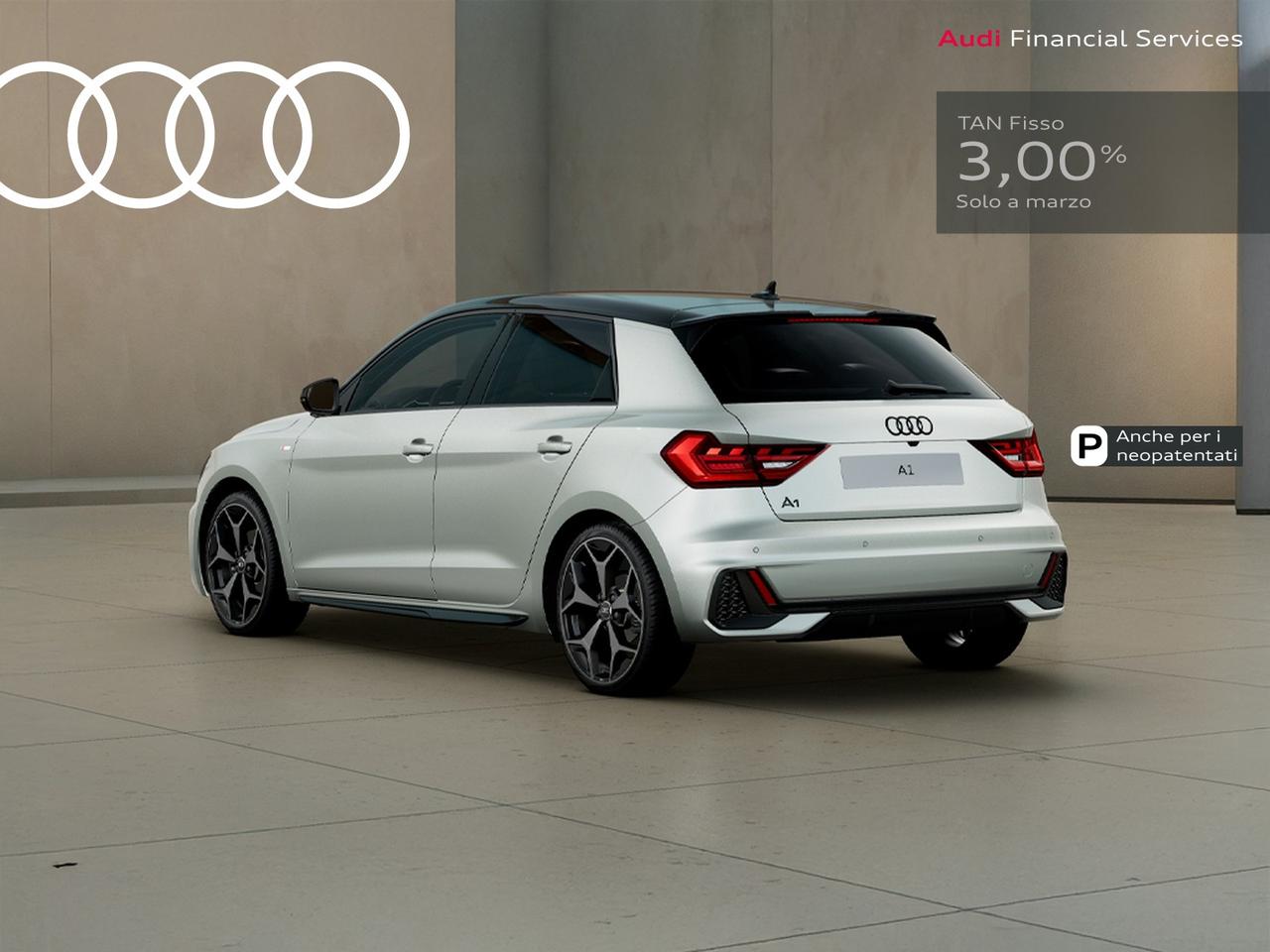 Audi A1 sportback 30 1.0 tfsi identity black 116cv s-tronic