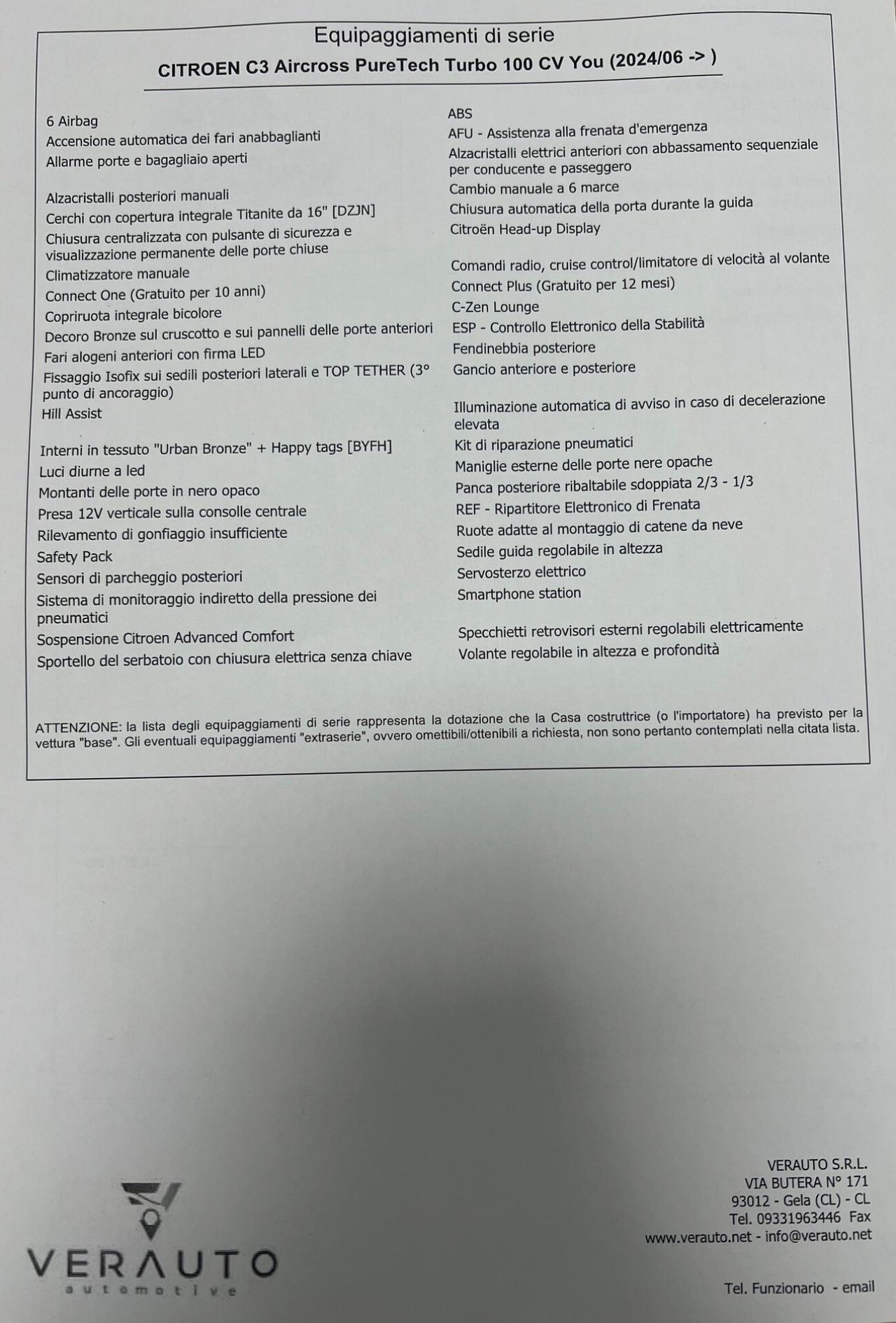 Citroen C3 Aircross 1.2 turbo 100cv Possibilità noleggio no scoring