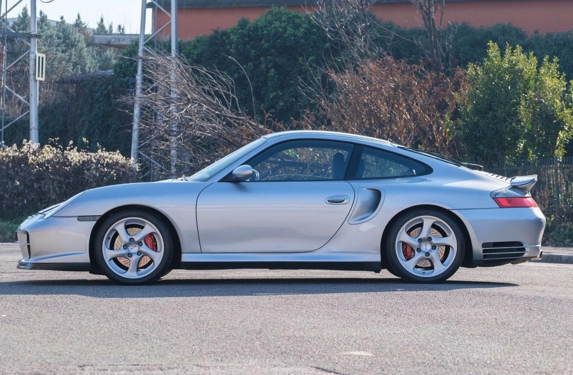 Porsche 911 996 Turbo cat Coupé manuale, 11950km! Polar Silber pelle blu metropoli