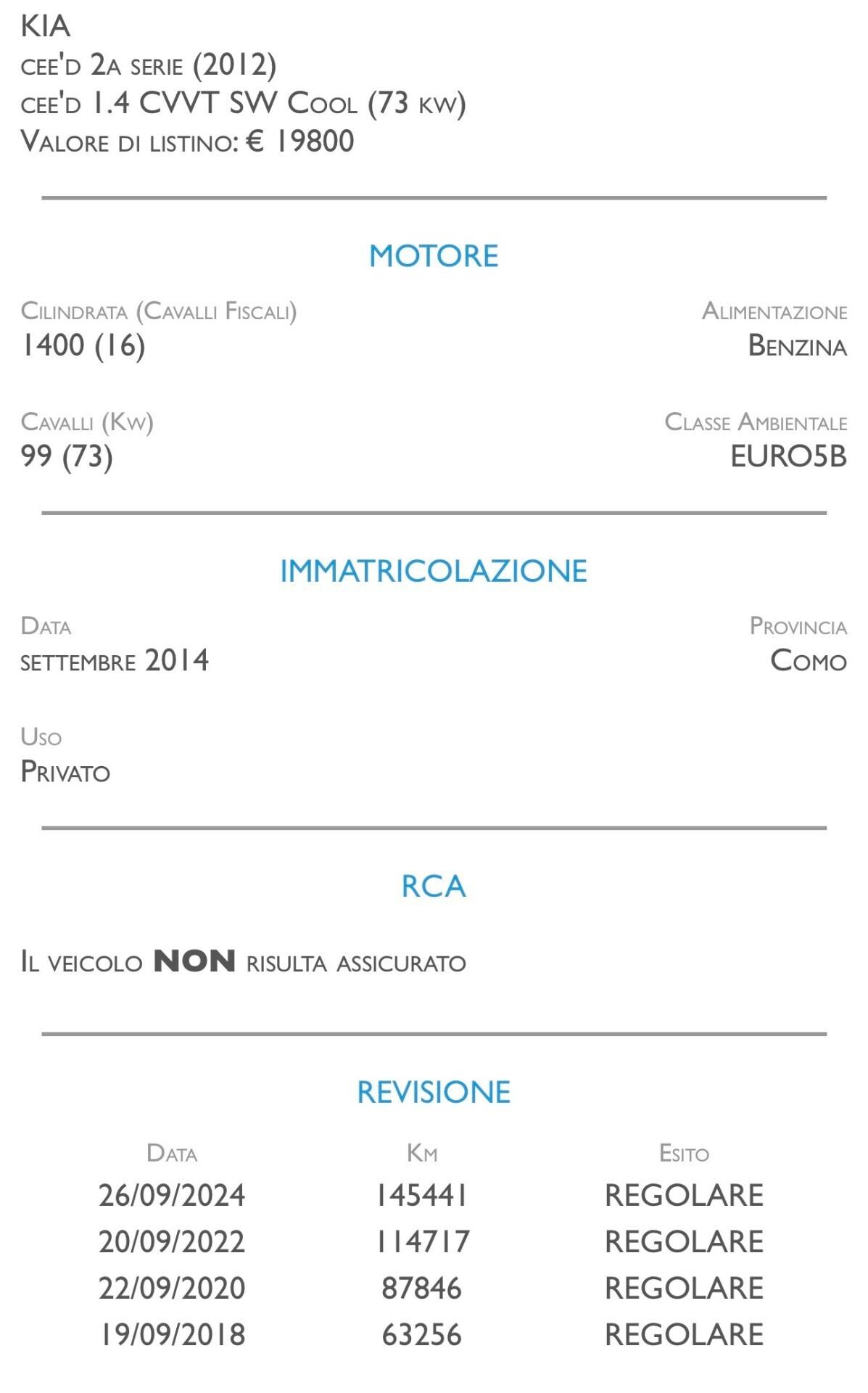Kia Ceed cee'd 1.4 CVVT SW Cool - UNICO PROPRIETARIO