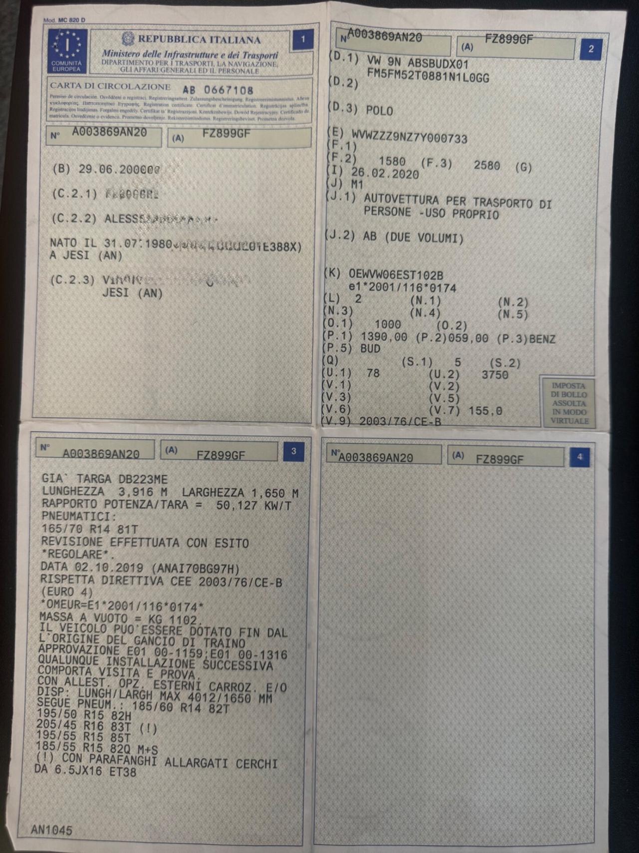 Volkswagen Polo 1.4 benzina GPL neopatentati