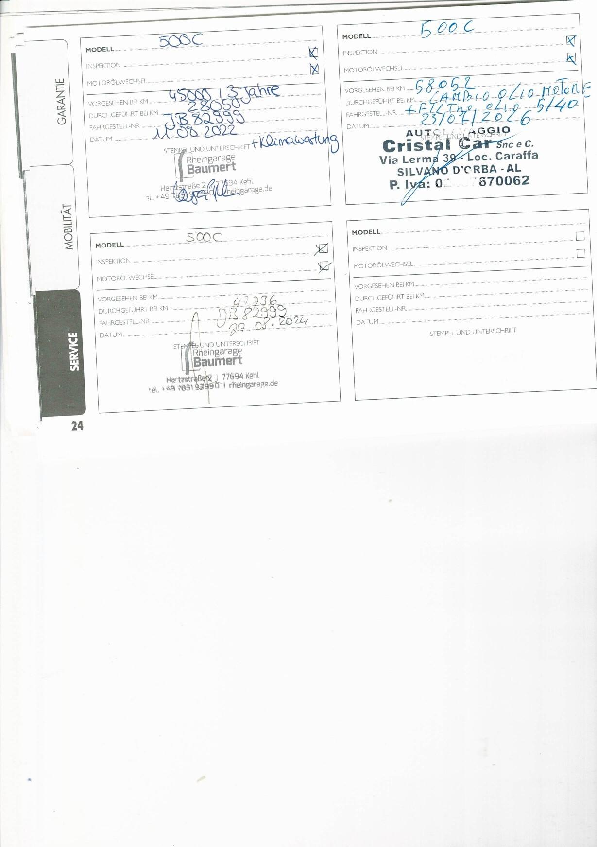 Fiat 500 Cabrio 1.2 Mirror Tagliandi Certificati
