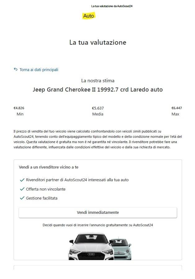 Jeep Grand Cherokee Laredo 2.7CRD 4WD Cambio Aut.