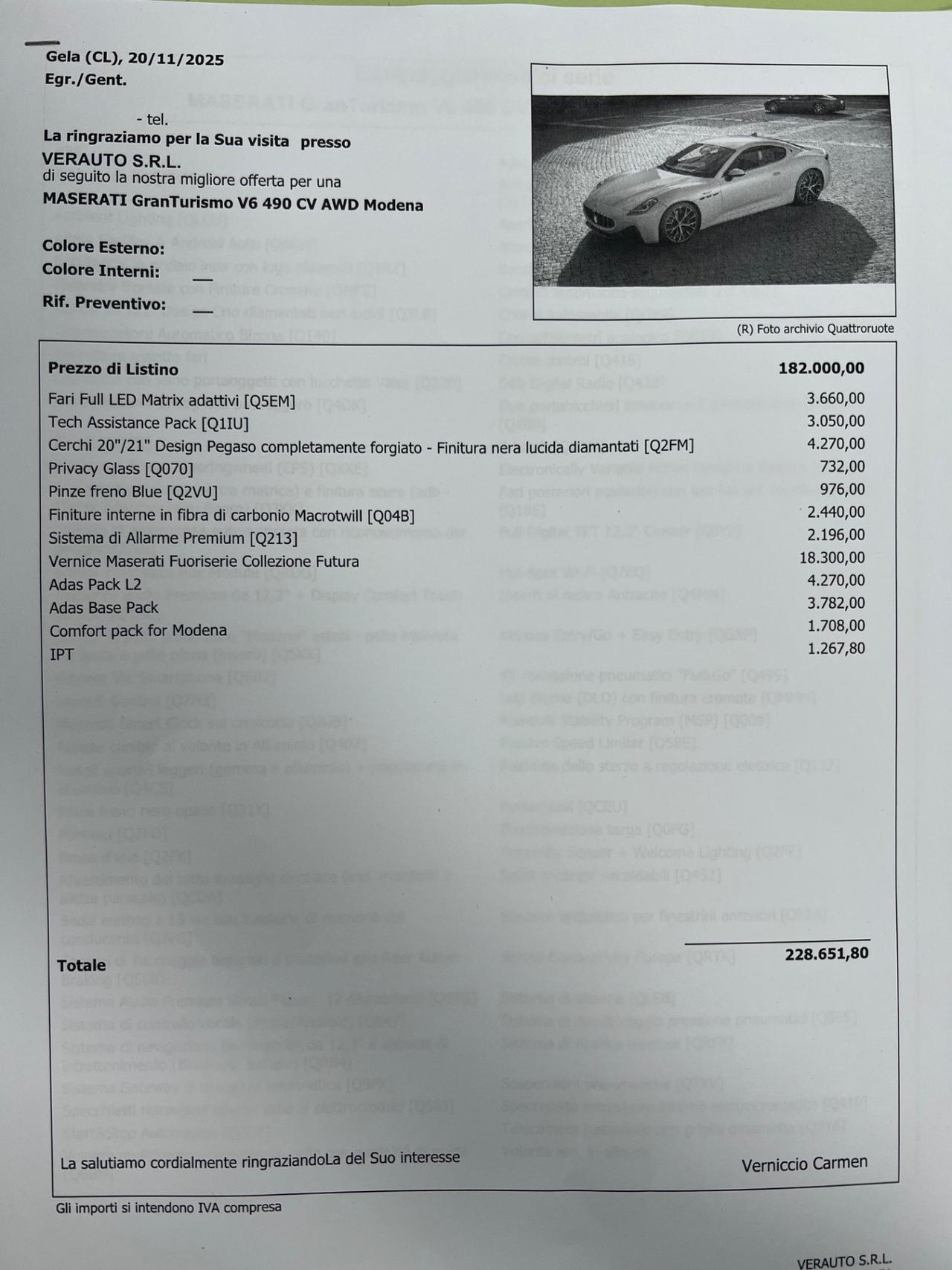 Maserati GranTurismo Modena awd auto possibilità noleggio no scoring