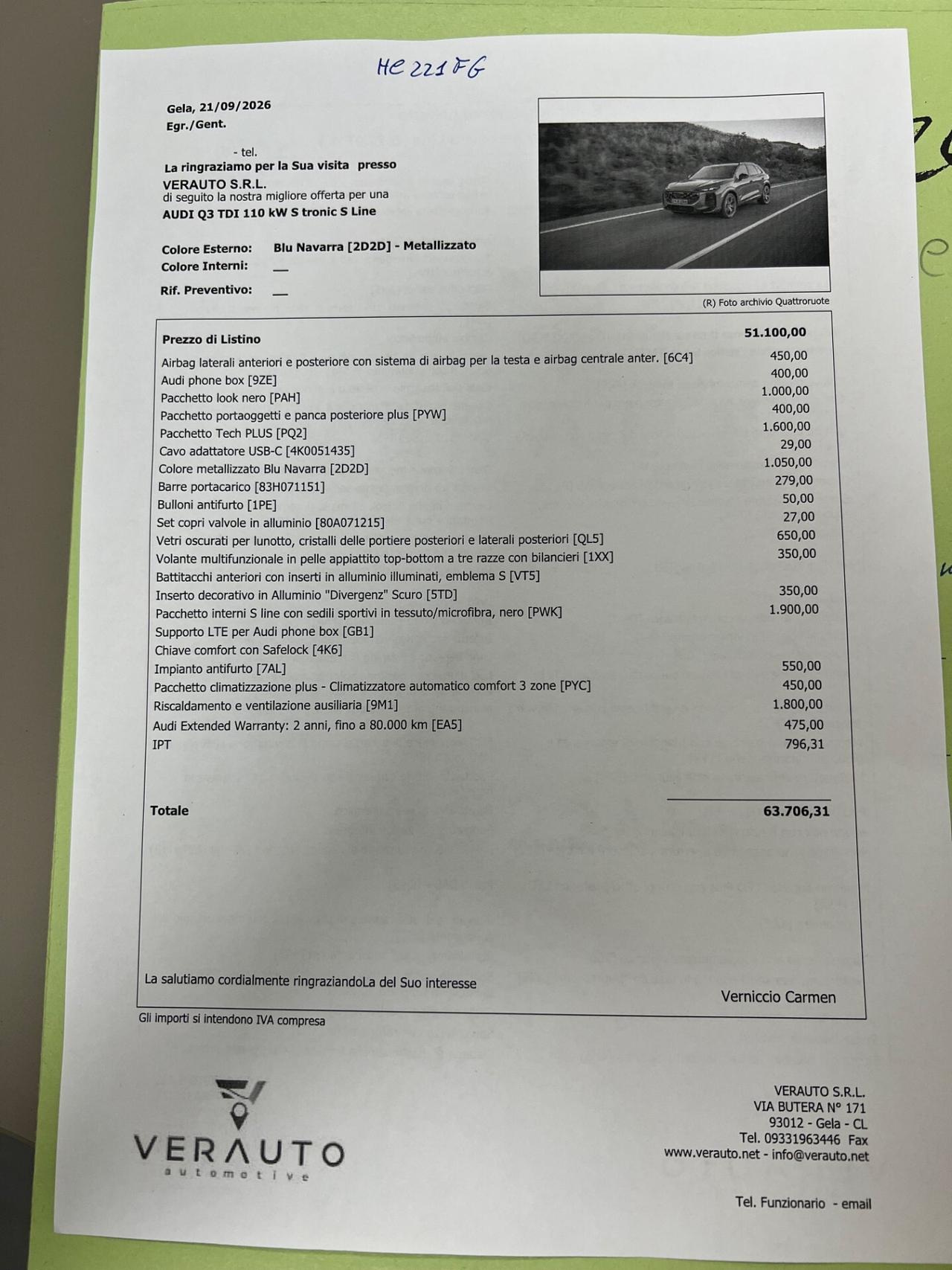AUDI Q3 35 2.0 150CV tdi S line edition s-tronic - possibilità noleggio no scoring