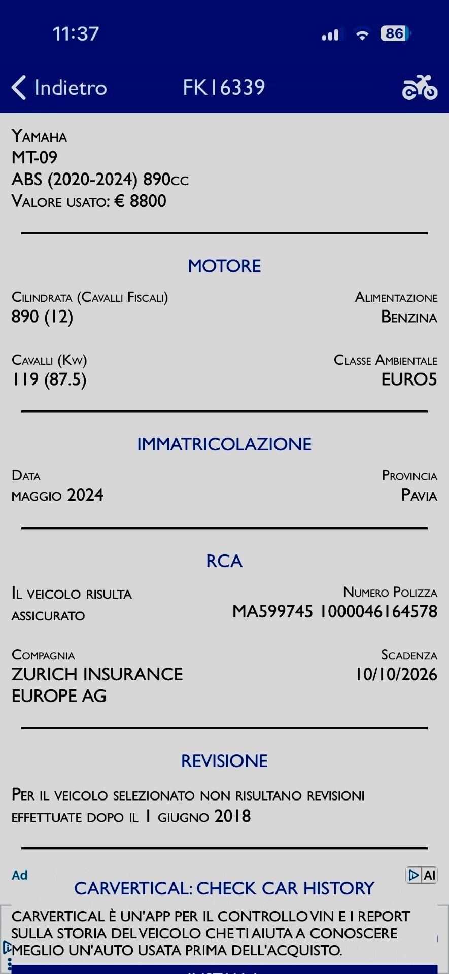 Yamaha MT-09 2024- UNIPROP -FINANZIABILE