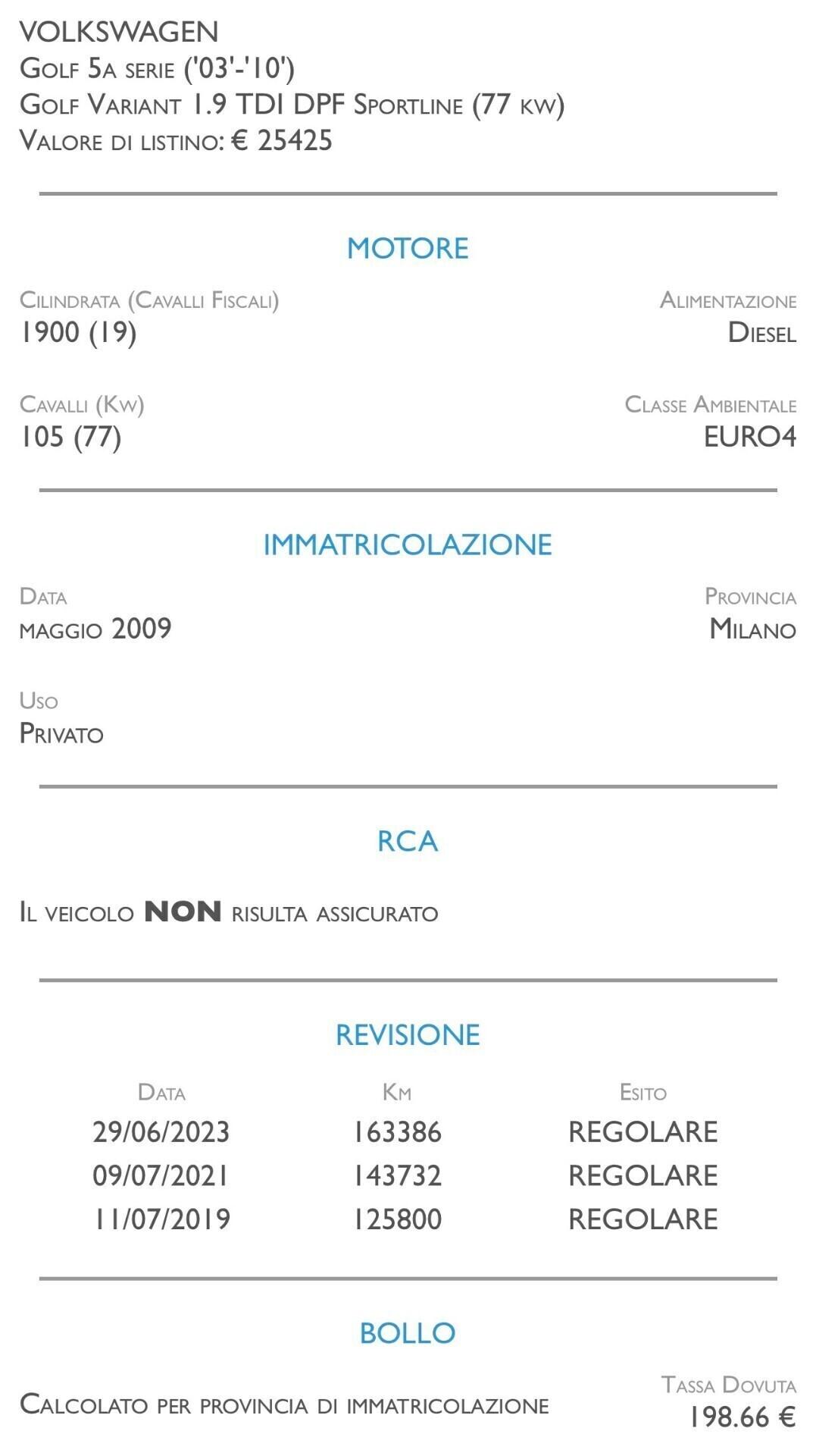 Volkswagen Golf Variant Var. 1.9 TDI DPF Sportline