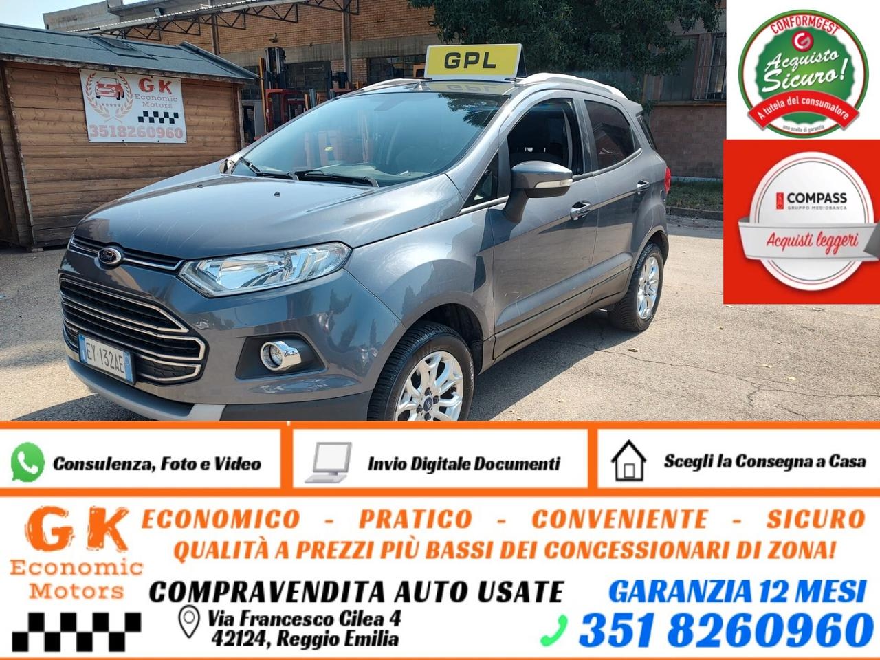Ford EcoSport 1.5 110 CV Titanium BENZINA\GPL, OK NEOPATENTATI, GARANZIA L.12 MESI