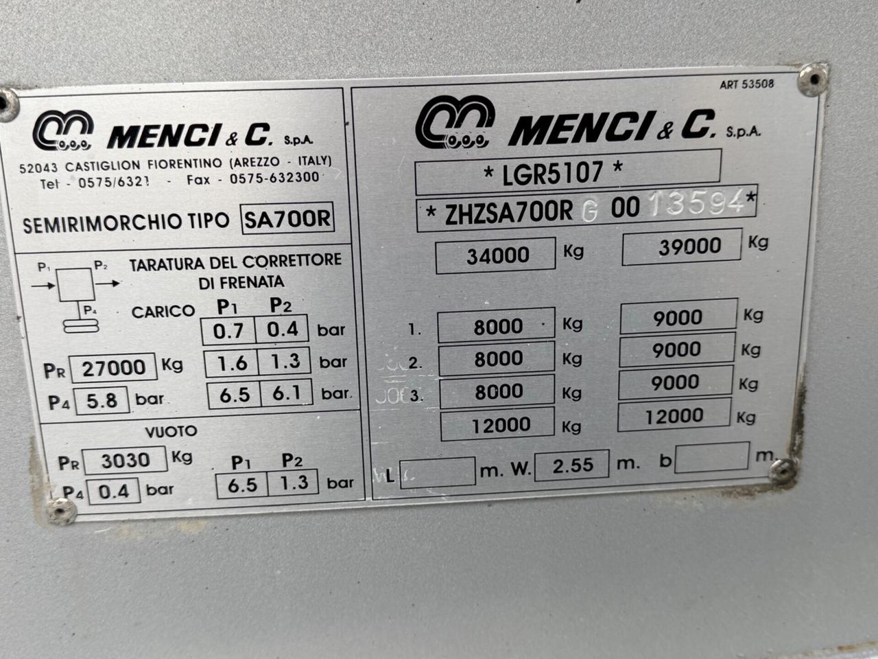 Semirimorchio Vasca Menci sa700r 2016