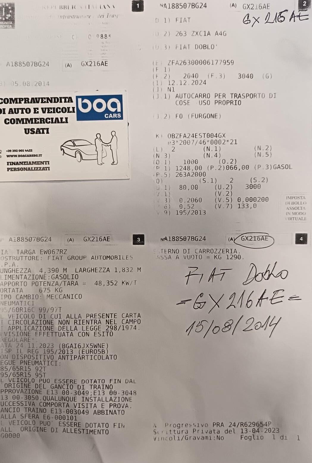 Fiat Doblo Doblò 1.3 MJT PL Combi Maxi N1 SX E5+