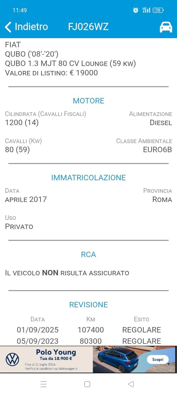Fiat Qubo 1.3 MJT 80 CV Lounge 2017