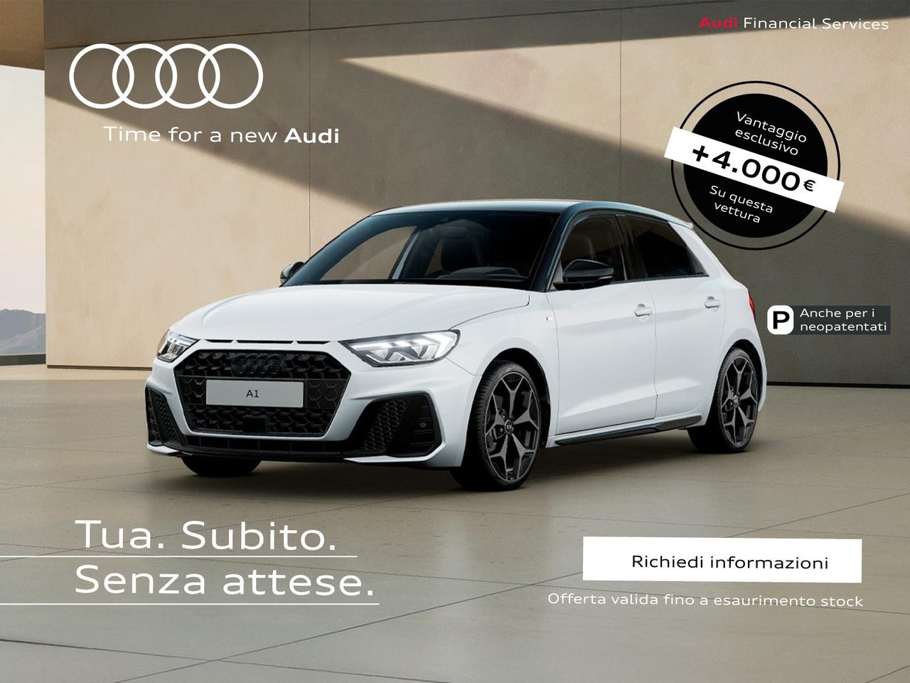 Audi A1 sportback 30 1.0 tfsi identity black 116cv s-tronic